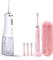 OralPick ирригатор OP150 белый + Электрическая зубная щетка OralPick OP046 Pink