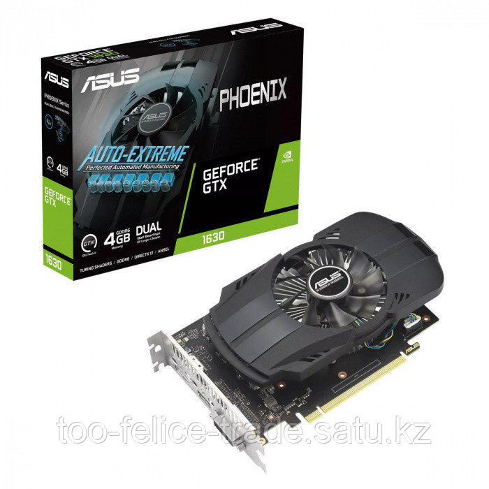 Видеокарта ASUS Phoenix GeForce GTX 1630 4GB GDDR6 EVO, 64 bit, 512 CUDA core, PCI E3.0, DVD-D, HMI, - фото 1 - id-p116367415