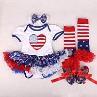 Комплект " Сердечко Америка" ( боди, повязка, чулочки и пуанты). Размеры: на 0-3 месяца