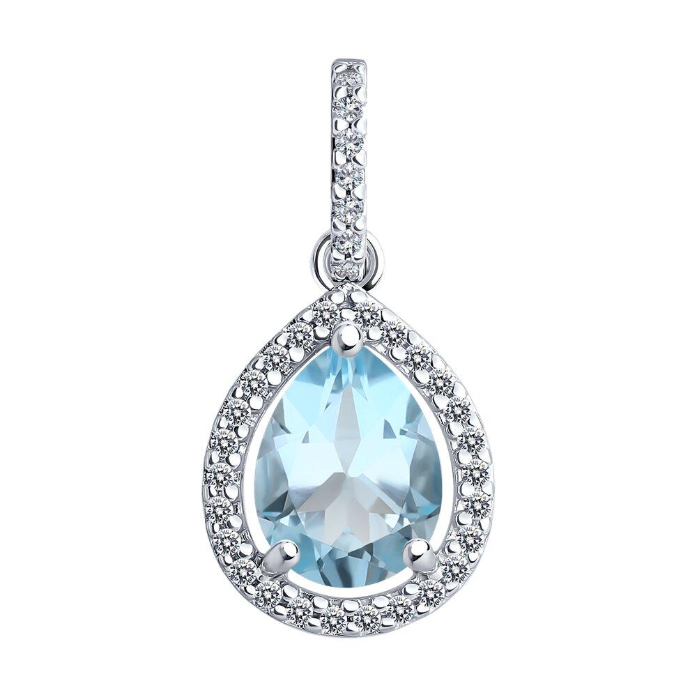 Подвеска из серебра с топазом и фианитами Diamant 94-330-02047-1  вставка, фото 1