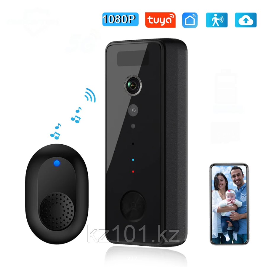 Беспроводной видеозвонок с двухсторонней связью (Уличный звонок) W7 WI-Fi, фото 1