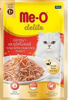 P6870 Ме-О Delite, желе с кусочками тунца и крабовых палочек, корм для взрослых кошек, пауч 70гр.