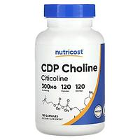 Nutricost, CDP Choline, ЦДФ-Холин, Цитиколин, 300 мг, 120 капсул