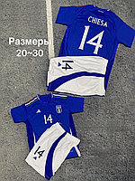 Сборная Италия футболка игровая ЕВРО 2024 гостевая белая,синяя