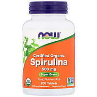 Спирулина, NOW Foods, 500 мг, 200 таблеток