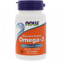 Омега-3, NOW Foods, 30 мягких таблеток