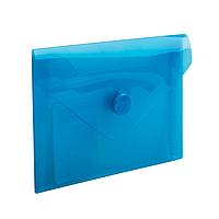Папка-конверт с кнопкой МАЛОГО ФОРМАТА (74х105 мм), А7 (для дисконтных, банковских карт, визиток) прозр, синяя