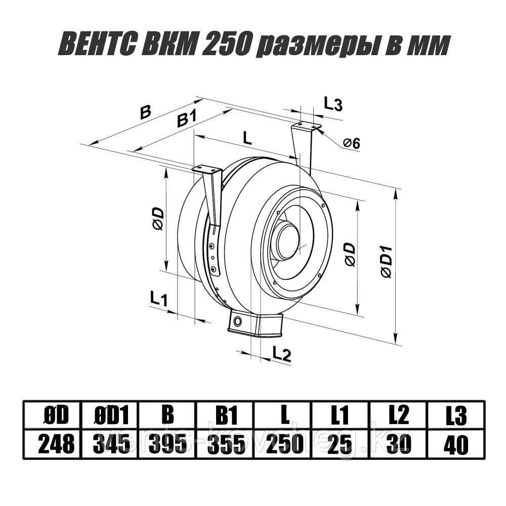 Вентилятор канальный Вентс ВКМ 250 Желдеткіш арналы ортадан тепкіш - фото 2 - id-p102684038