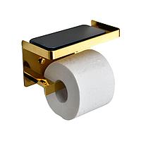 PH029G Держатель для туалетной бумаги с подставкой для телефона золотистый