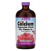 Кальций и магний цитрат, с витамином D3, жидкий, Bluebonnet Nutrition, 472 мл