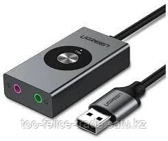 Адаптер стерео звука UGREEN CM129 USB External Stereo Sound Adapter 15cm (Black), 40964 - фото 1 - id-p116367290
