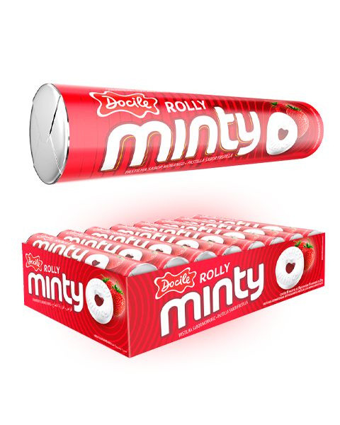 Жев.конфеты Docile Rolly Minty "Клубника" 29 гр (16 шт в упак)