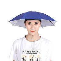 Зонт шляпа на голову 65 см синий