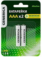 Батарейка щелочная Alkaline LR03/AAA (2шт/блистер) GENERICA ИЭК