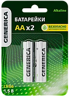 Батарейка щелочная Alkaline LR06/AA (2шт/блистер) GENERICA ИЭК