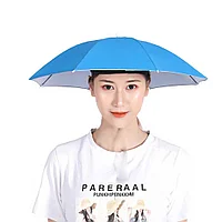 Зонт шляпа на голову 65 см голубой
