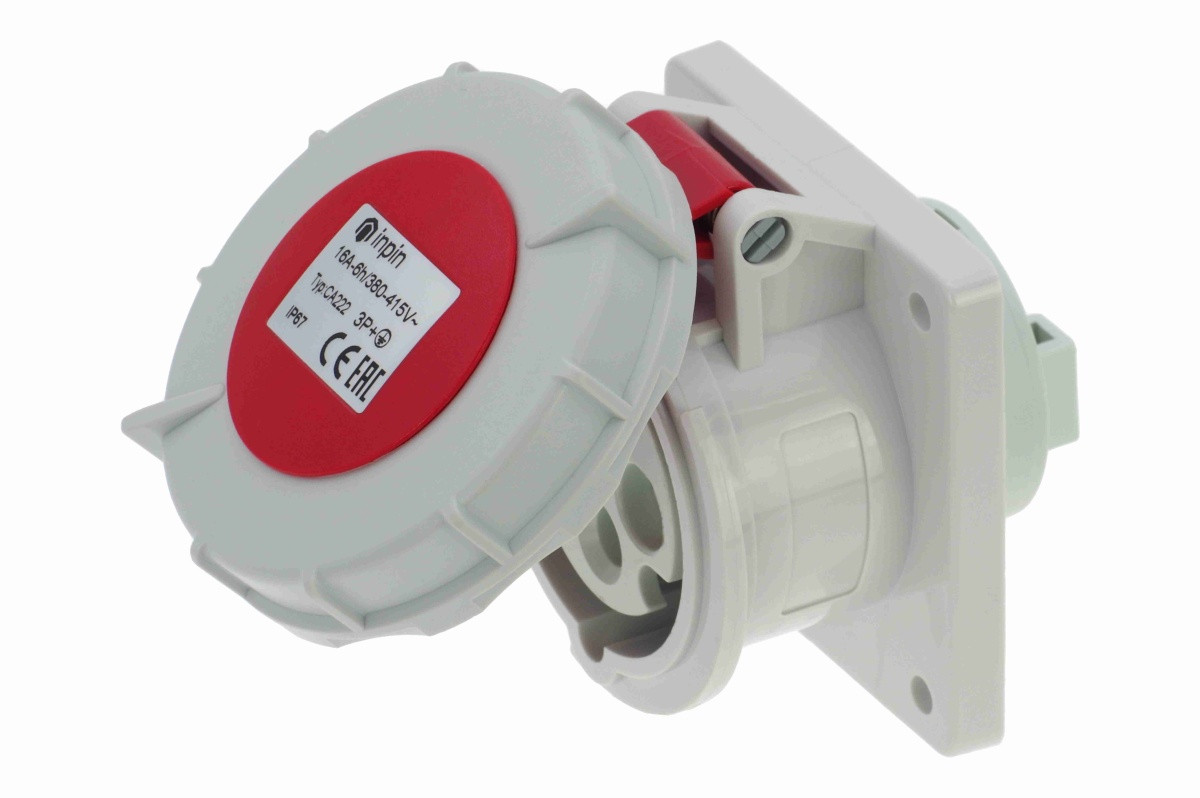 CA222 INPIN Розетка встраиваемая 16A/400V/3P+E/IP67 фланец 75x75