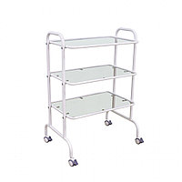 Столик медицинский "KZMED" (SMP-3s)(Предметный, 3 полки - стекло) (Антистатические колеса)