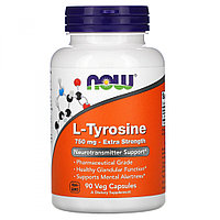 L-тирозин, с повышенной силой действия, Now Foods, 750 мг, 90 растительных капсул