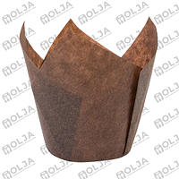 Бумажная форма для выпечки «Тюльпан» коричневая, 50х80 (160) мм.