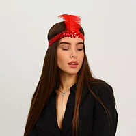 Повязка с пером в стиле Гэтсби красная