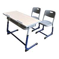 Парта школьная 2-х местная со стульями