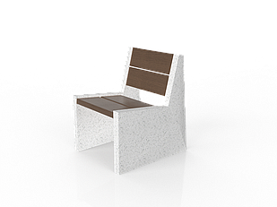 Скамейка из композитного мраморного камня JOTA, c настилом ДПК, модель ORYNDYQ