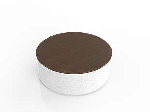 Скамейка из композитного мраморного камня JOTA, c настилом ДПК, модель PUFIK 120