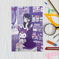 Детский блокнот Kuromi А5 фиолетовый арт 4660 (девушка)