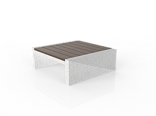 Стол из композитного мраморного камня JOTA, c настилом ДПК, модель MINIUSTEL