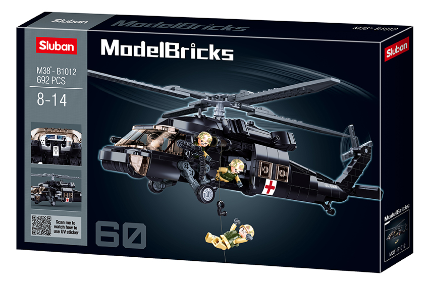Sluban M38-B1012 Конструктор Медицинский армейский вертолет UH-60 Black Hawk