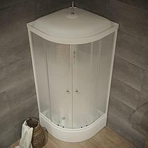 Душевая кабина ТРИТОН "Лайт 90*90 B" 900x900x2280 1/4 круга, средний поддон, Градиент, Белый  (7 места+сифон), фото 3