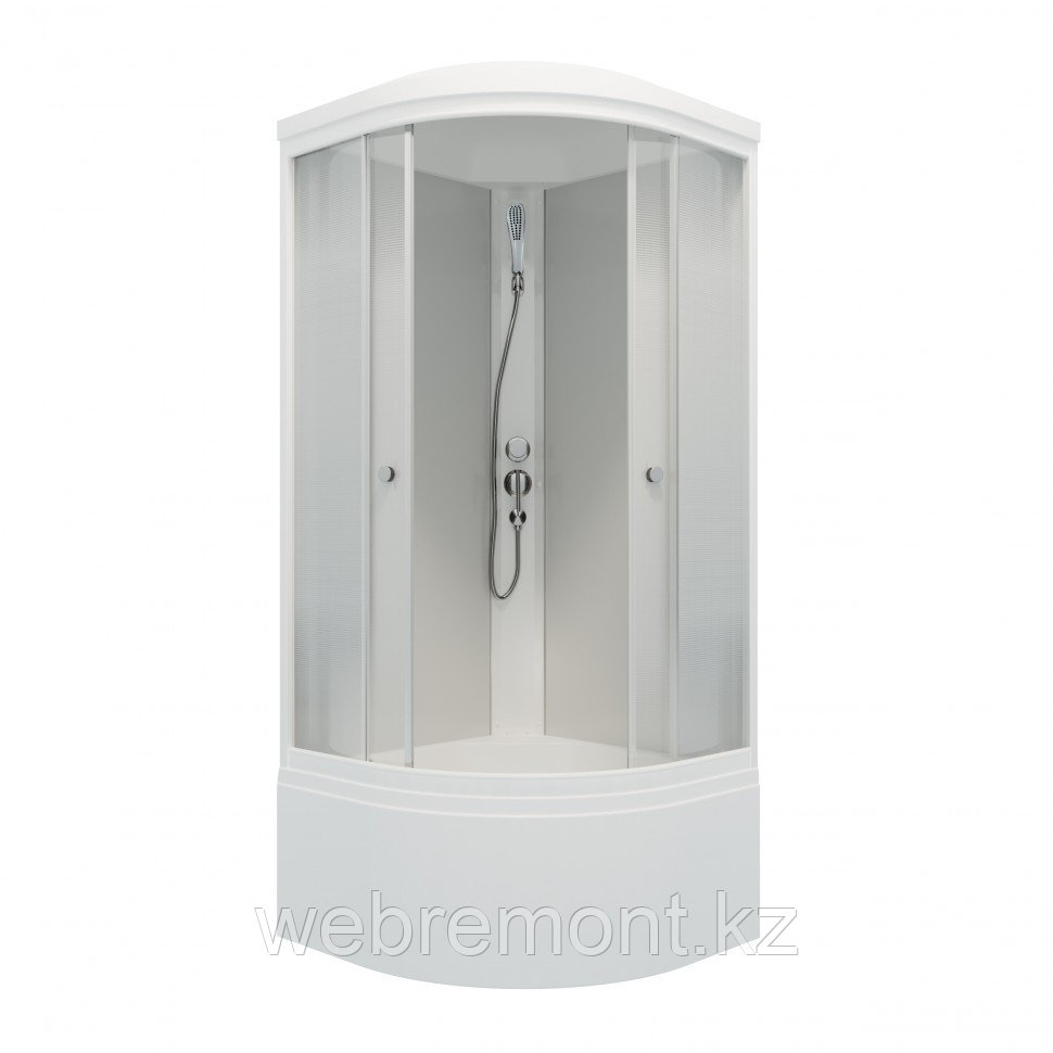 Душевая кабина ТРИТОН "Лайт 90*90 Б" 900x900x2160 1/4 круга, глубокий поддон, Градиент, Белый (9 места+сифон)