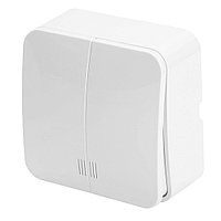 Выключатель открытой установки 2-клавишный с индикатором, STEKKER, 250В, 10А, IP20, серия София, белый,