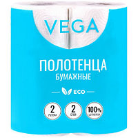 Полотенца бумажные "Vega", 2-х слойные, 12 м/рул., белые, 2 рул/упак