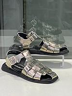 Кожаные женские сандалии "Mario Muzi" золотистого цвета. Удобная женская обувь лето 2024.