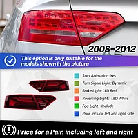 Задние фонари на Audi A5 I (8T) 2007-11 дизайн 2024 (Красный цвет)
