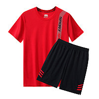 Мужской костюм Футболка + Шорты, 2205, Sport Best Fashion, Size L, Red/Black