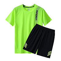 Мужской костюм Футболка + Шорты, 2205, Sport Best Fashion, Size XL, Green Neon/Black