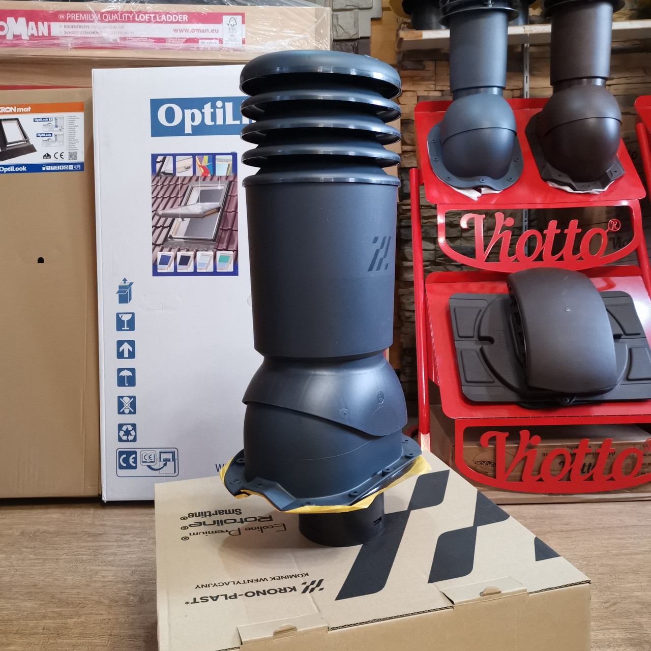 Вентиляционный выход для профнастила МП 20 HiVent РТ 18 7016 утеплённый, фото 1