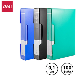 Папка с файлами DELI "Plus" на 100 вкладышей, 1,0 мм, в боксе, ассорти