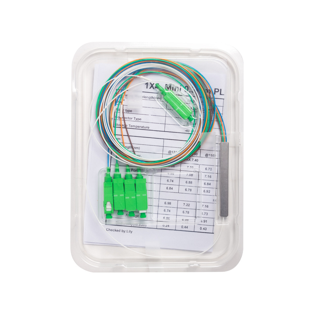 Сплиттер оптоволоконный PLC А-Оптик 1х4 SC/APC 1 5m SM PLC 1х4 SC/APC-SC/APC 1.5м S