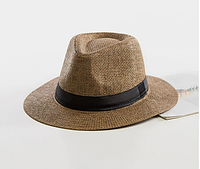 Шляпа летняя сетчатая солнцезащитная соломенная коричневая