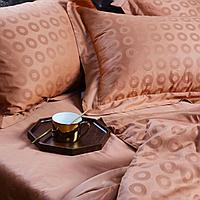 Комплект постельного белья, двуспальный, из сатин-жаккарда, с принтом из небольших кругов.