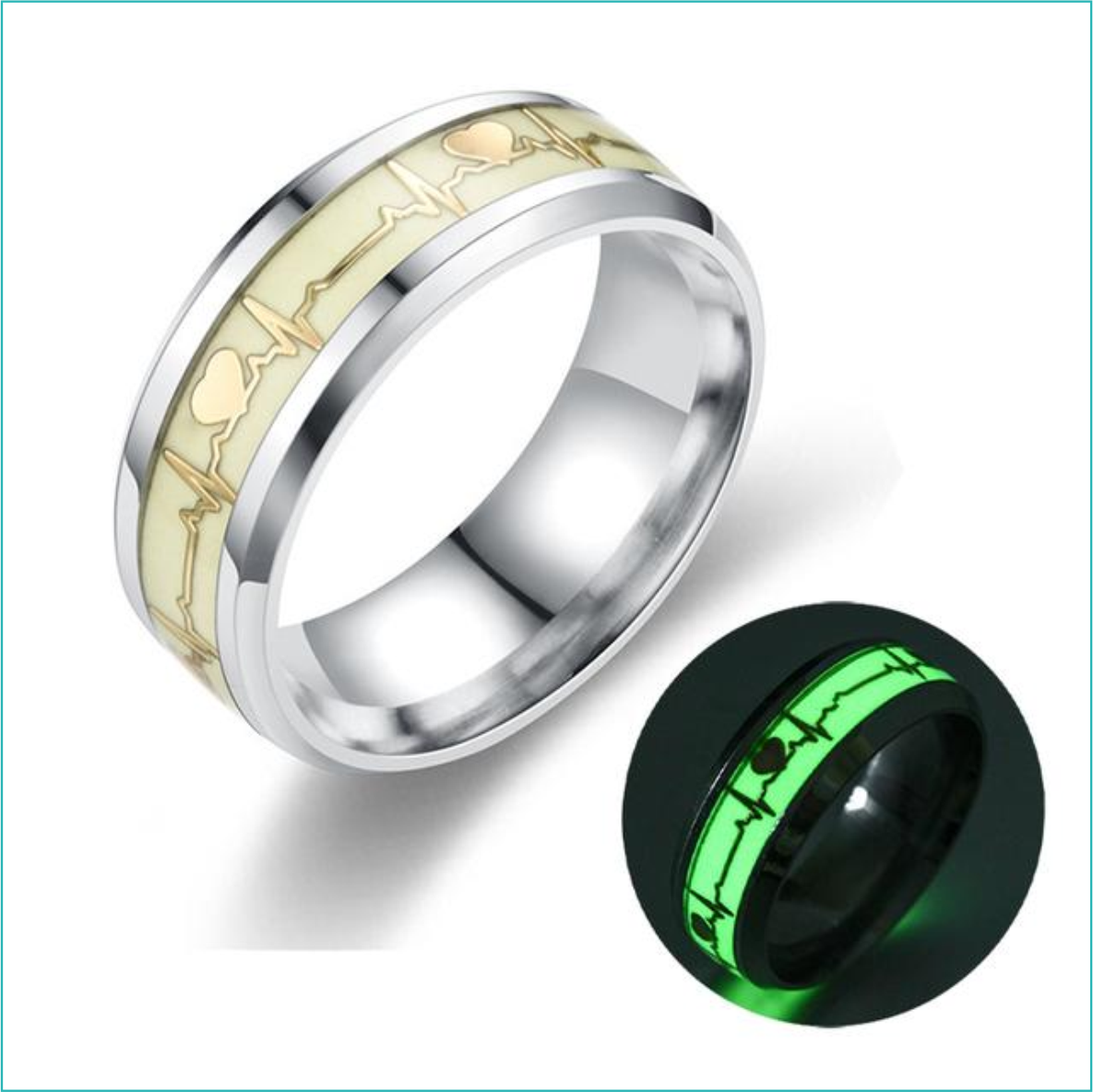 Кольцо "Ритм сердца" (Светится в темноте р.17)