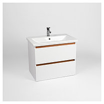 Тумба подвесная с умывальником "Мальта 70 Como" с 2 ящ. Белая/Дерево. VIANT, фото 2