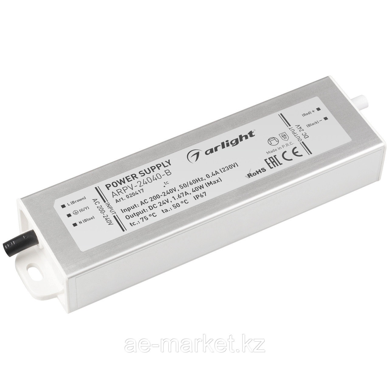 Блок питания ARPV-24040-B (24V, 1.7A, 40W) (Arlight, IP67 Металл, 3 года) (020417)