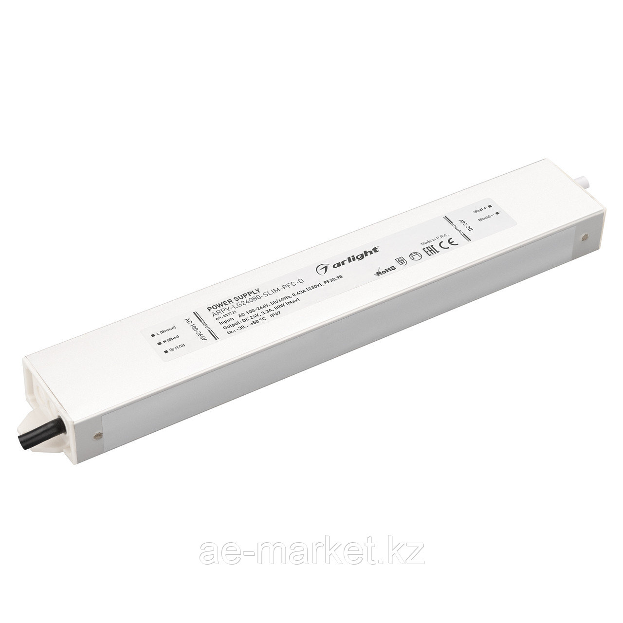 Блок питания ARPV-LG24080-SLIM-PFC-D (24V, 3.3A, 80W) (Arlight, IP67 Металл, 5 лет) (031721)