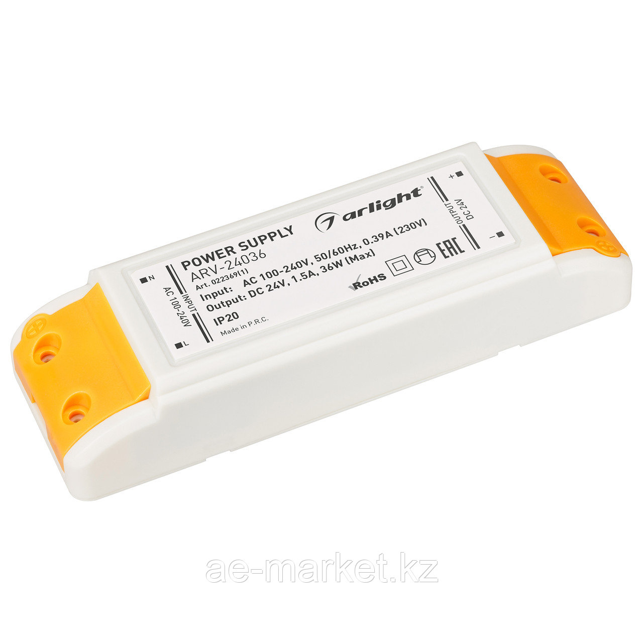 Блок питания ARV-24036 (24V, 1.5A, 36W) (Arlight, IP20 Пластик, 2 года) (022369(1))