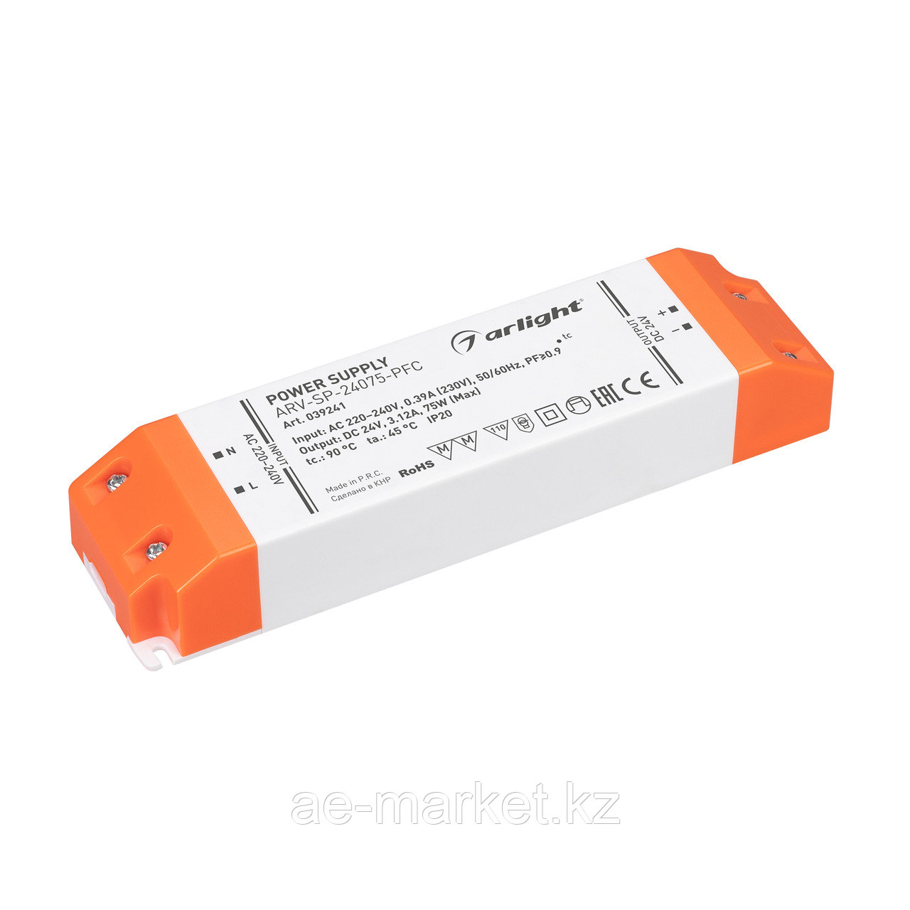 Блок питания ARV-SP-24075-PFC (24V, 3.12A, 75W) (Arlight, IP20 Пластик, 5 лет) (039241)